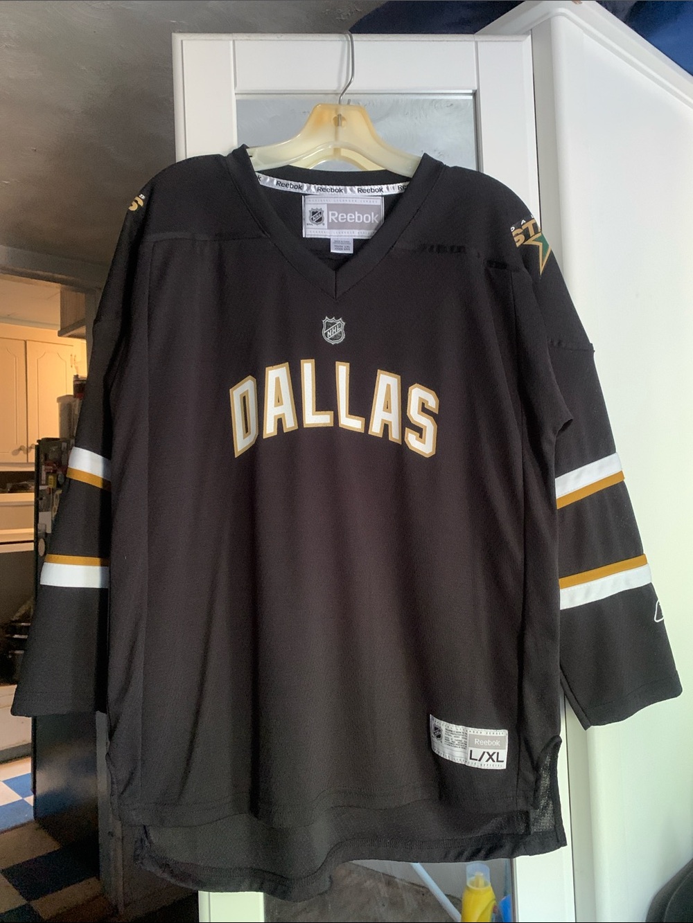 Vintage Reebok Dallas Black and Gold Hockey Jersey